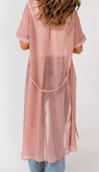 ๐บ๐ธ 1 Left ๐๐๐New boutique long swiss dot belted cardigan - Picture 2 of 14